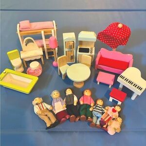 KidKraft Chelsea Doll Cottage Furniture Set & Doll Family of 7
